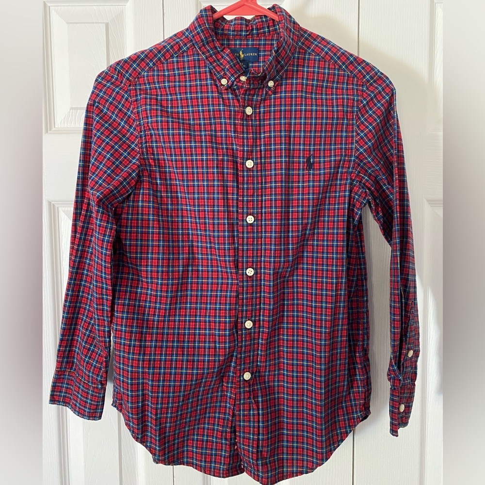 Ralph Lauren kids long sleeve button down, cotton, size M